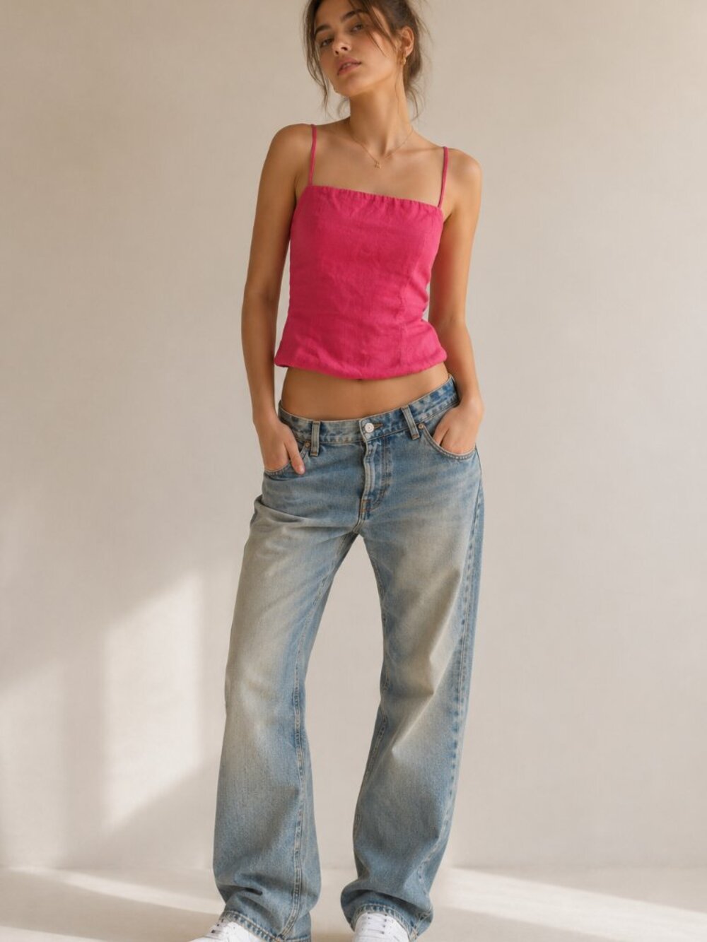 Reformation Linen Square Neckline Crop Top Size 4 Smocked - Picture 1 of 8